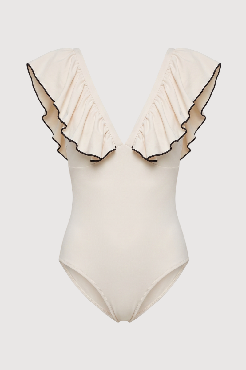 Traje de baño Blanco volante