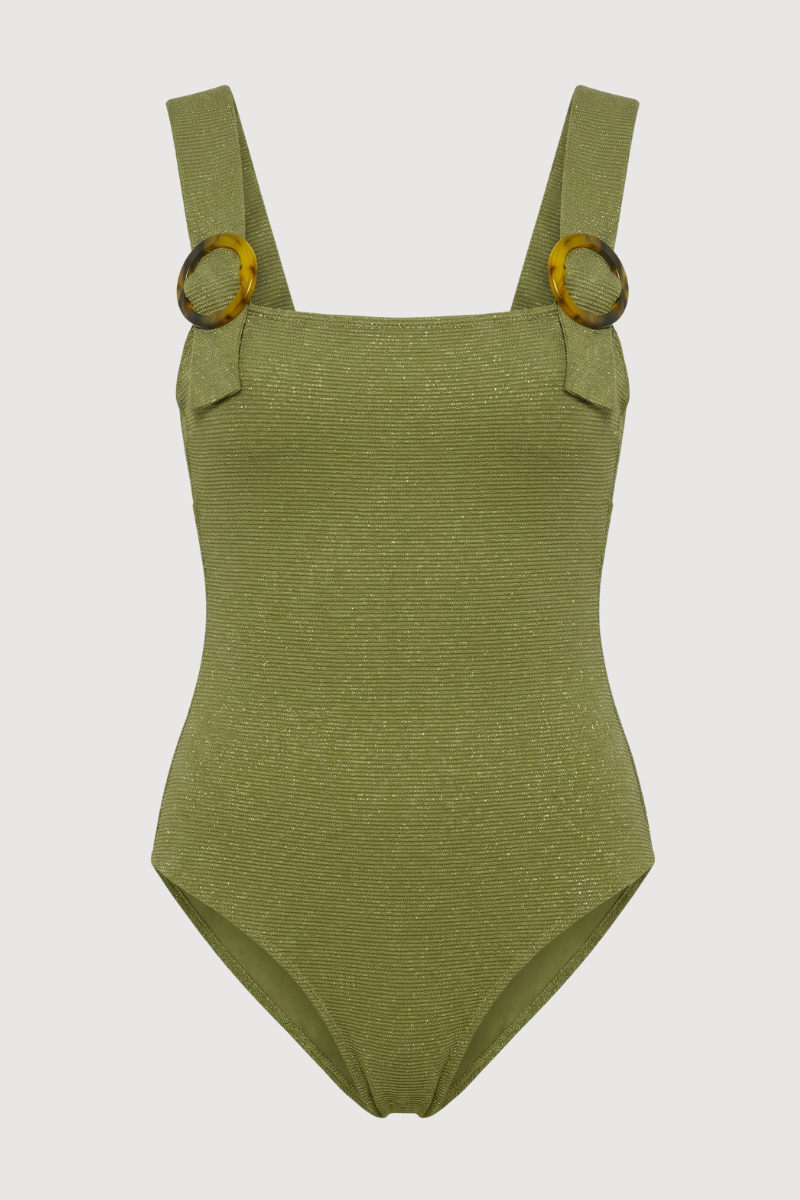 Traje de baño Verde Hebillas