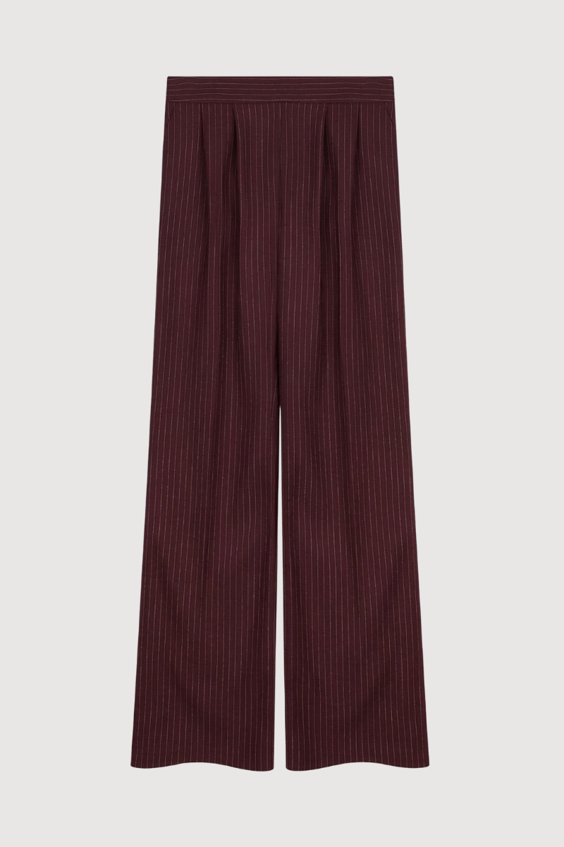 Pantalón mujer rayas Burdeos