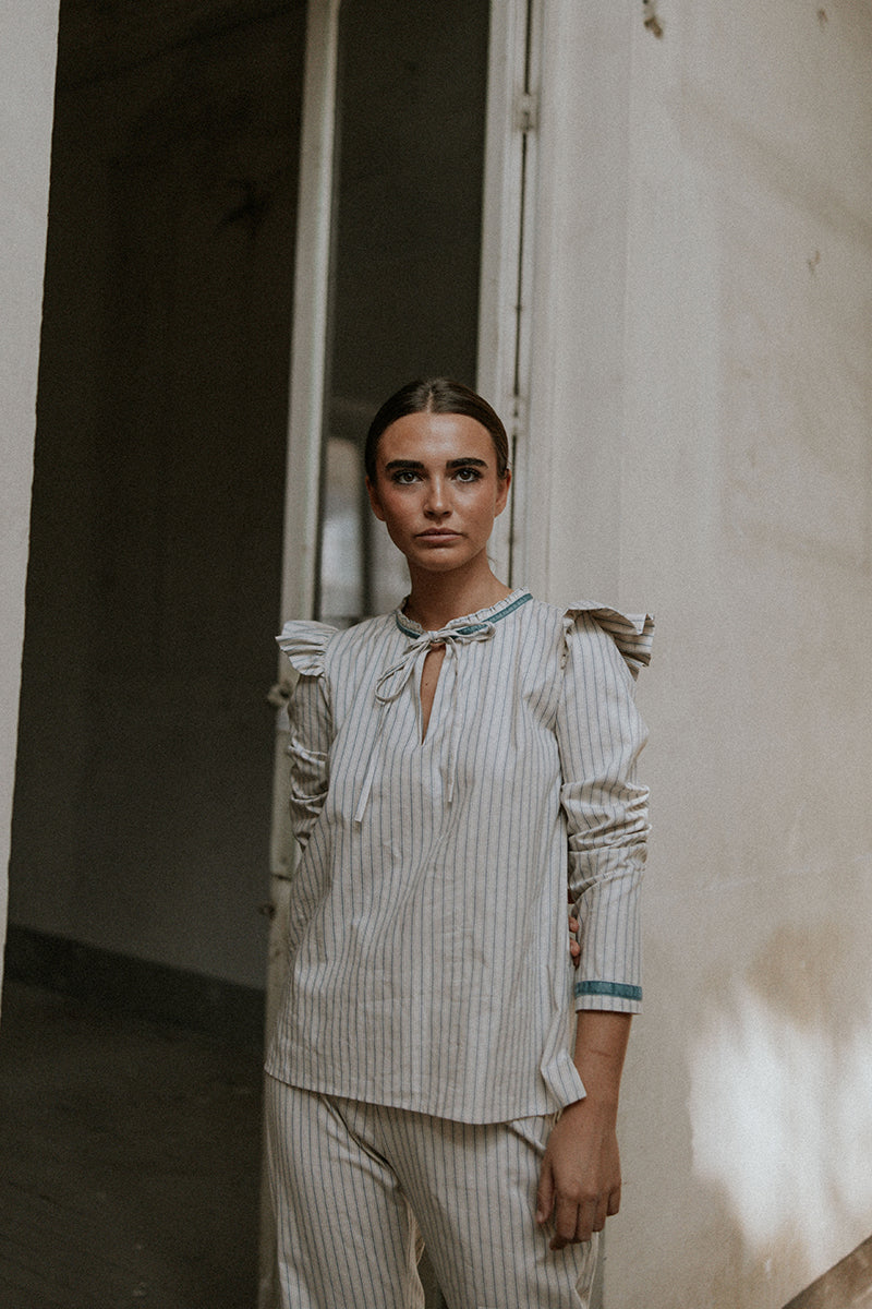 Blue striped pajamas