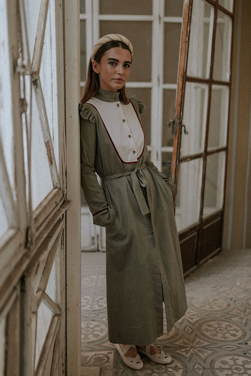 Two-tone green lab coat