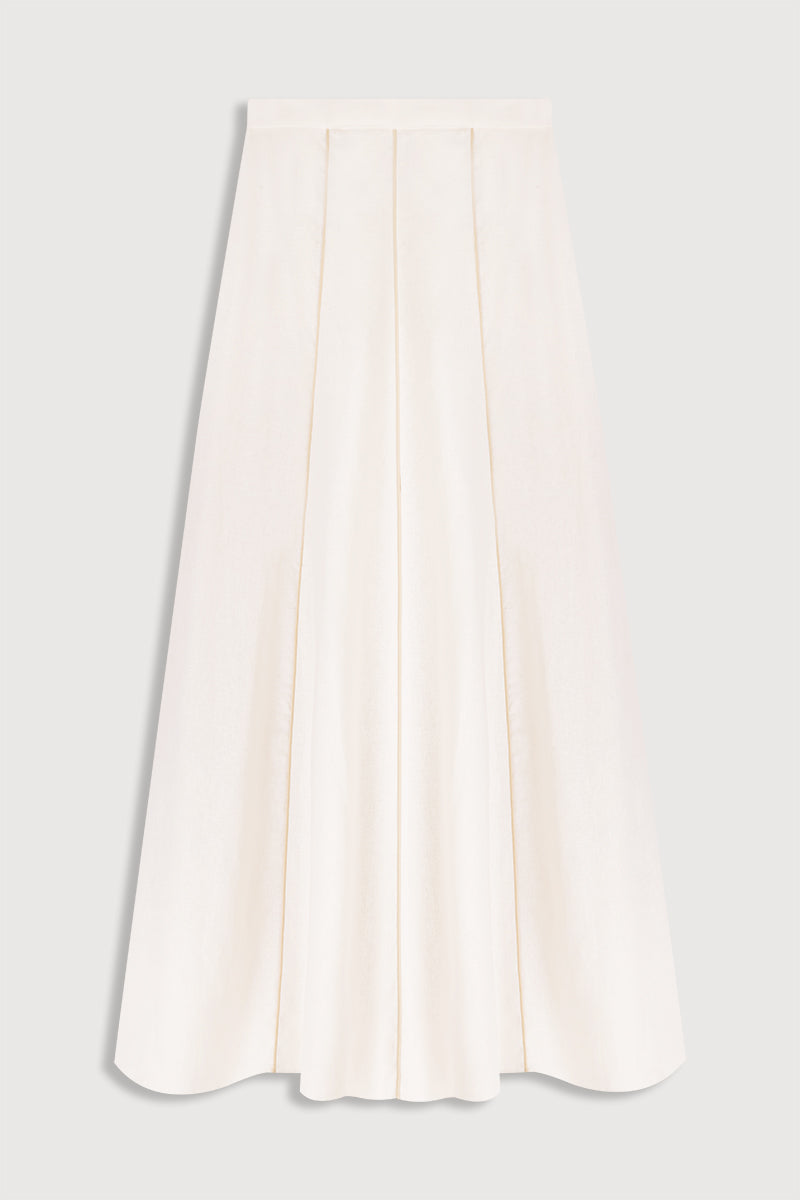 Falda midi de lino blanco y corte elegante