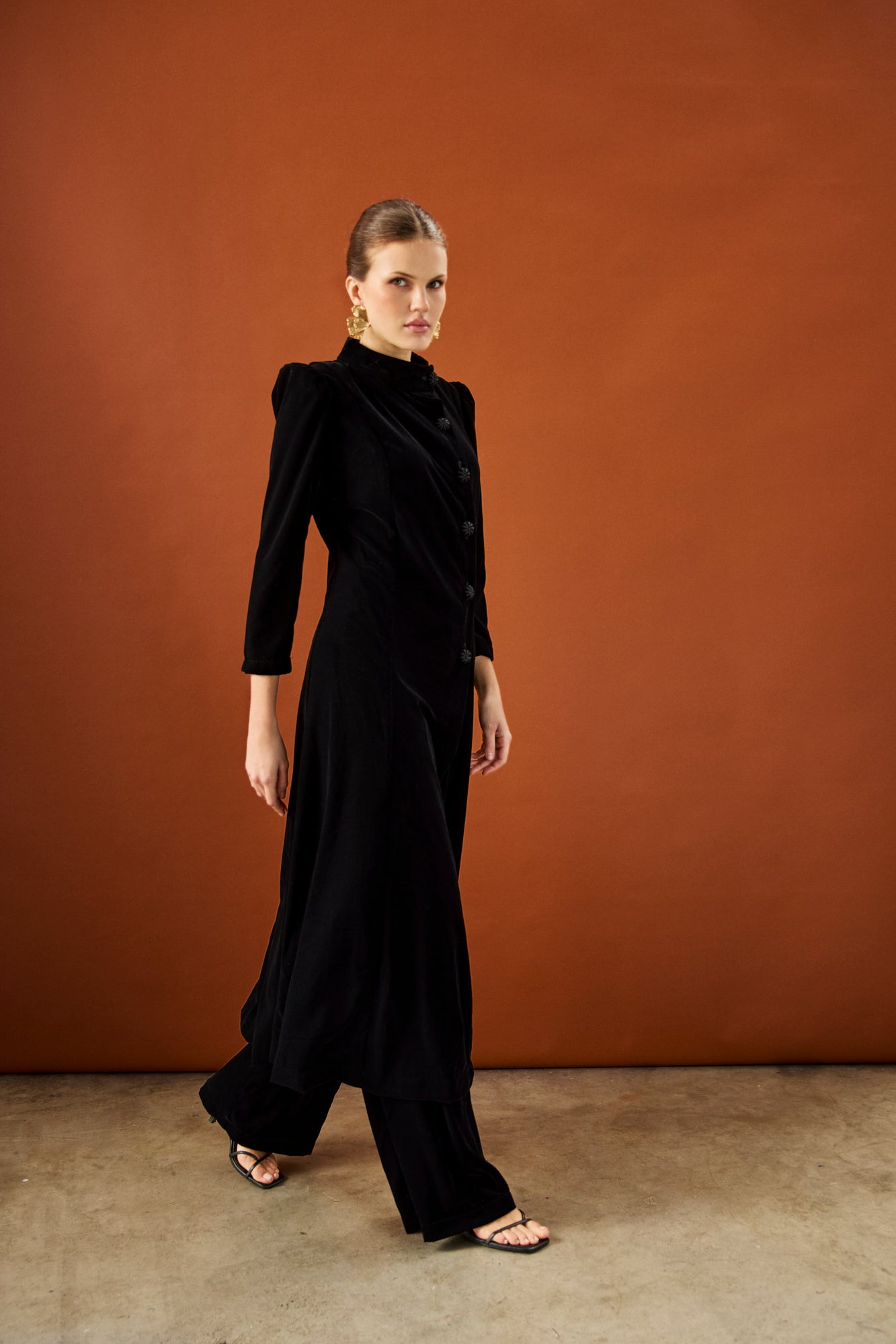 Gaby black velvet trousers