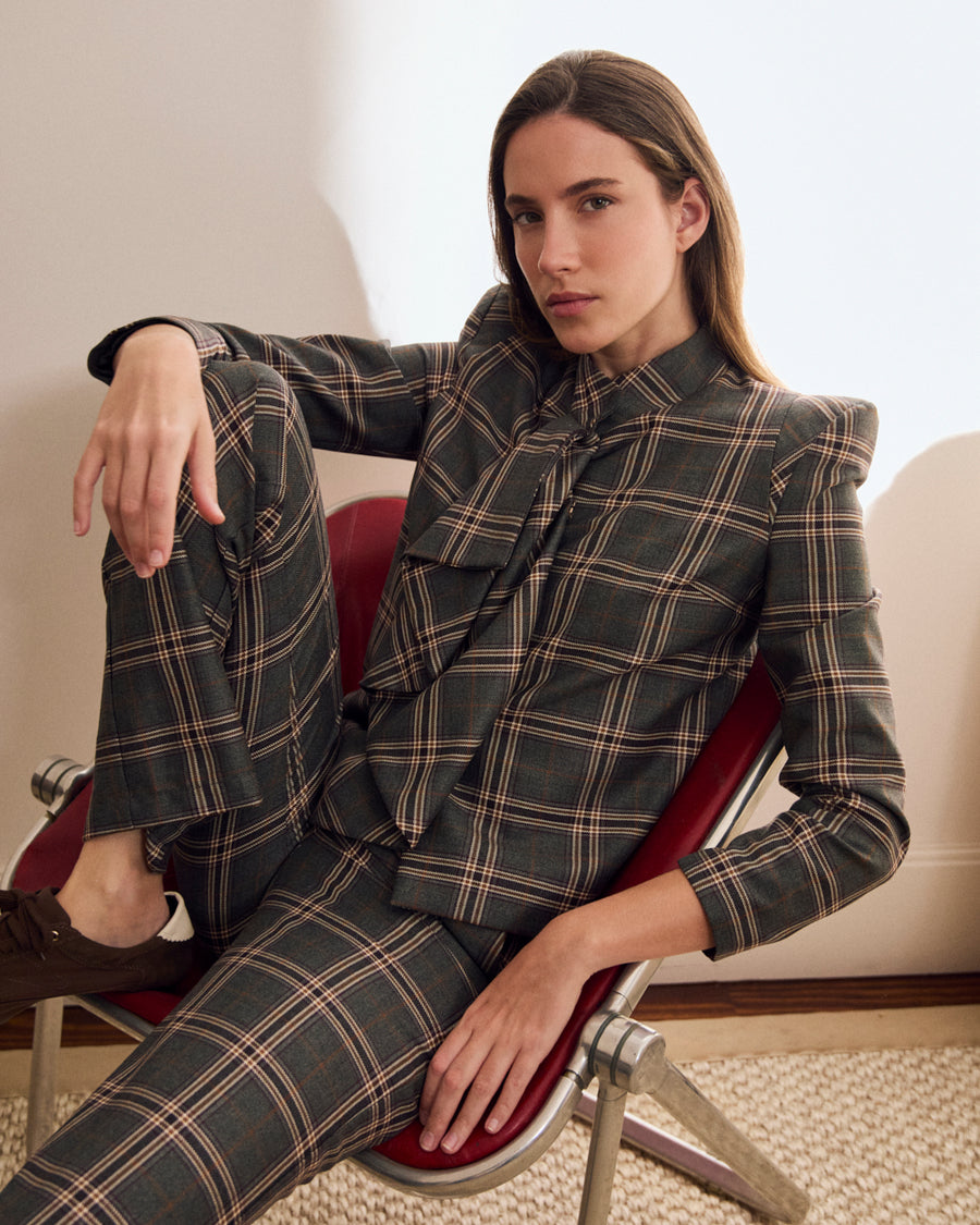 Chaqueta Lena Gris Cuadros de Vogana