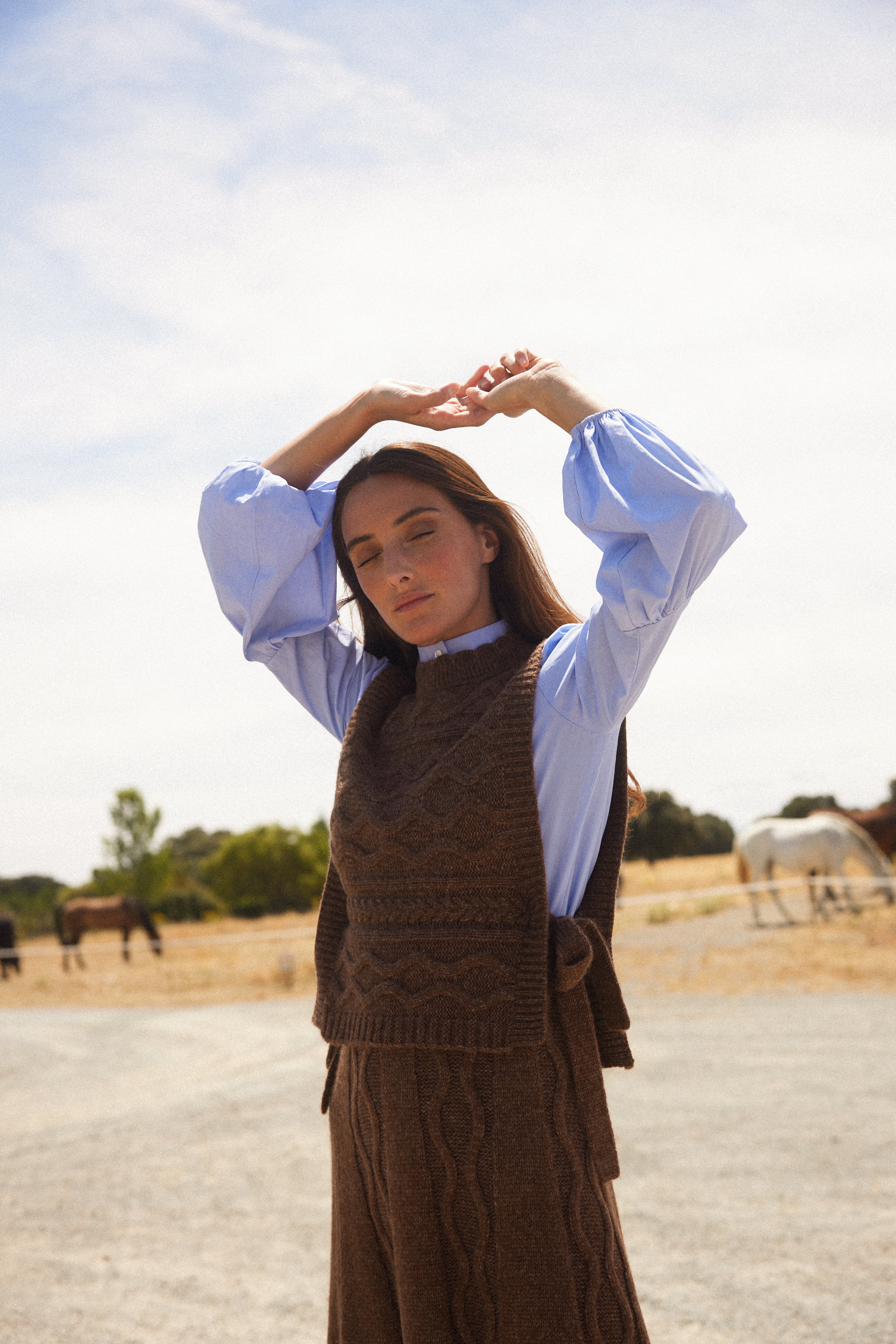 brown figure eight vest