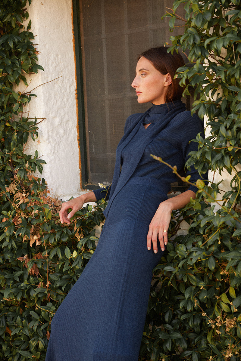 Falda canalé Marino