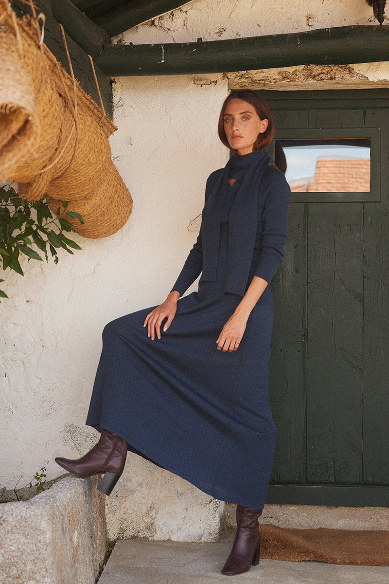 Falda canalé Marino