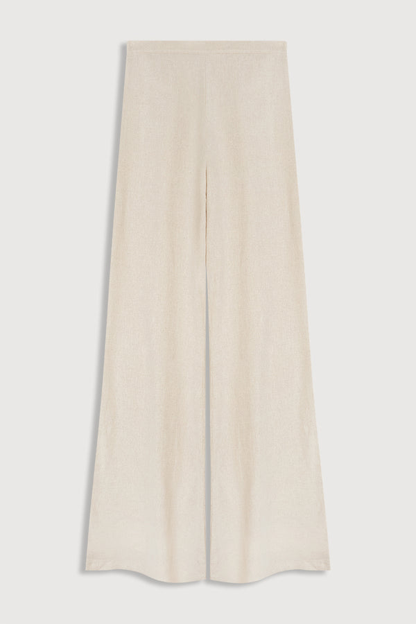 Pantalón de lino elegante color beige y talle alto