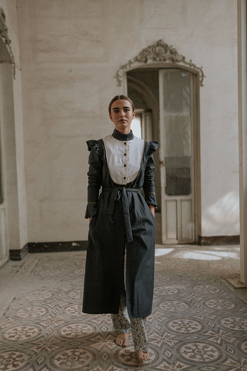 Two-tone blue lab coat