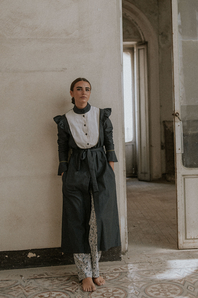 Two-tone blue lab coat