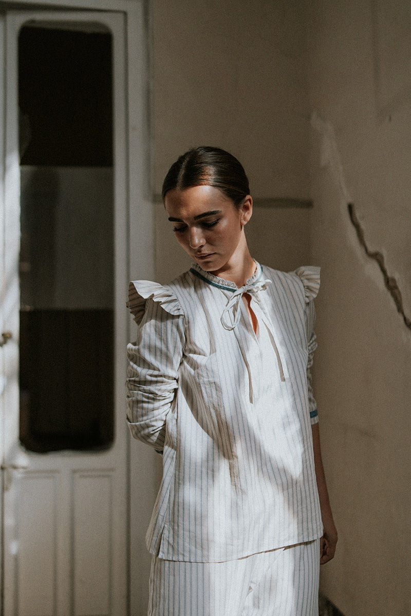 Blue striped pajamas