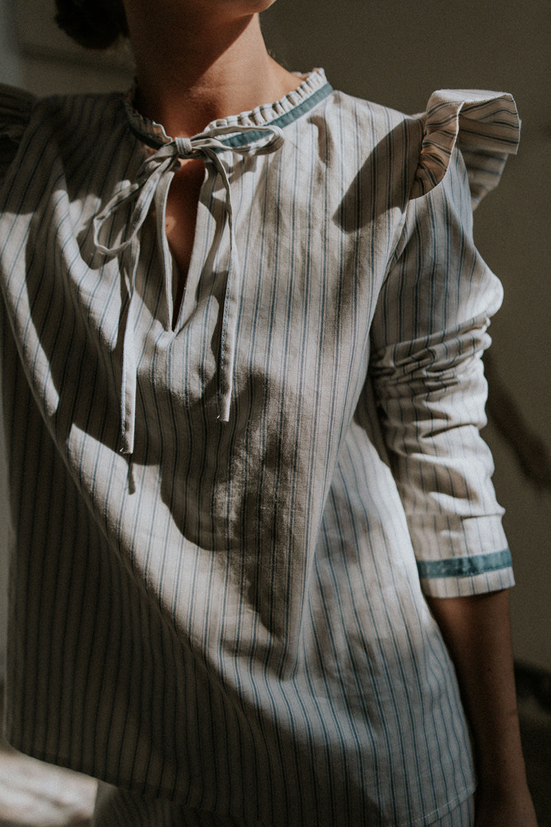 Blue striped pajamas