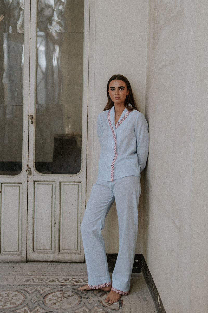 Light blue striped pajamas