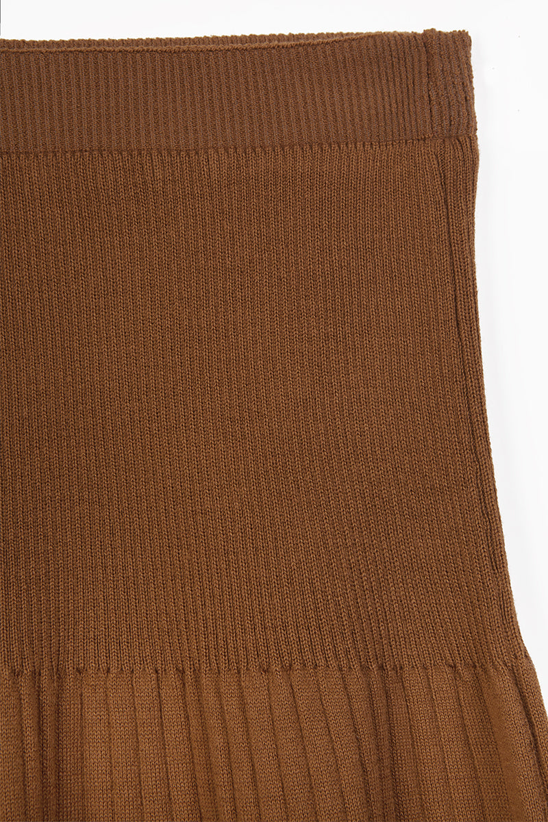 Falda canalé caramelo