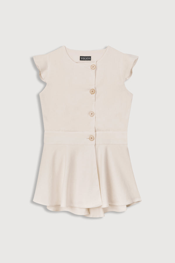 Chaqueta de fiesta de lino blanco corte peplum