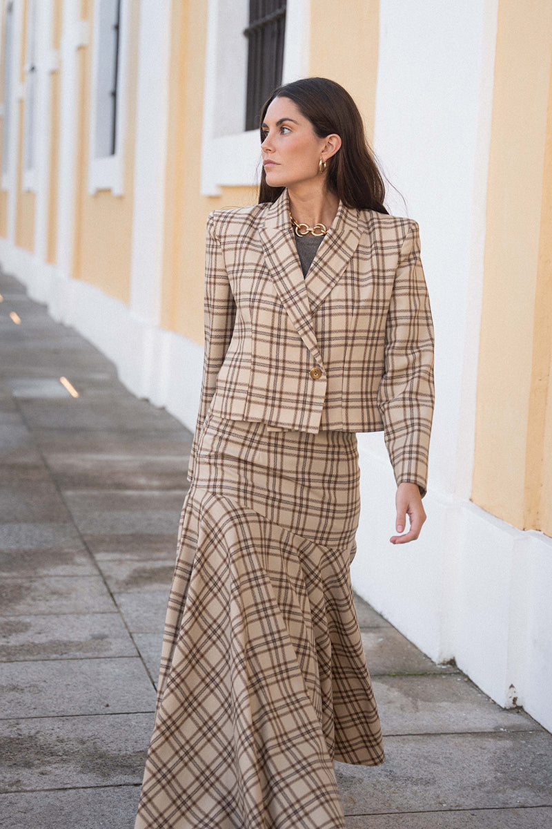 Chaqueta Sara cuadros beige