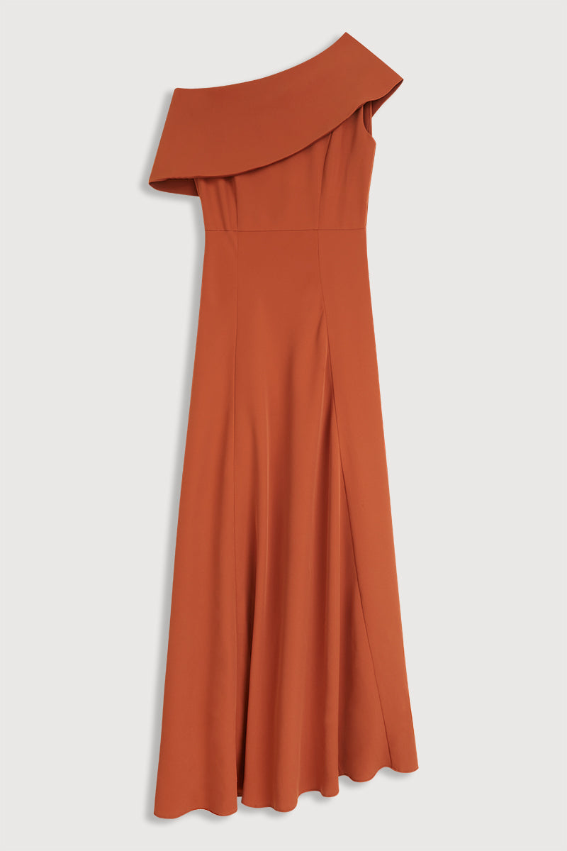 Vestido Midi Escote Asimétrico