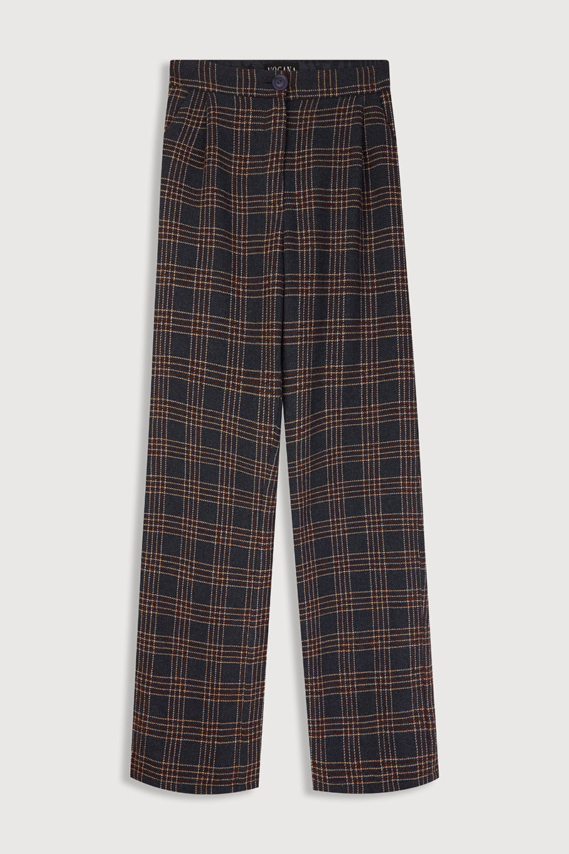 Betto Navy Plaid Trousers